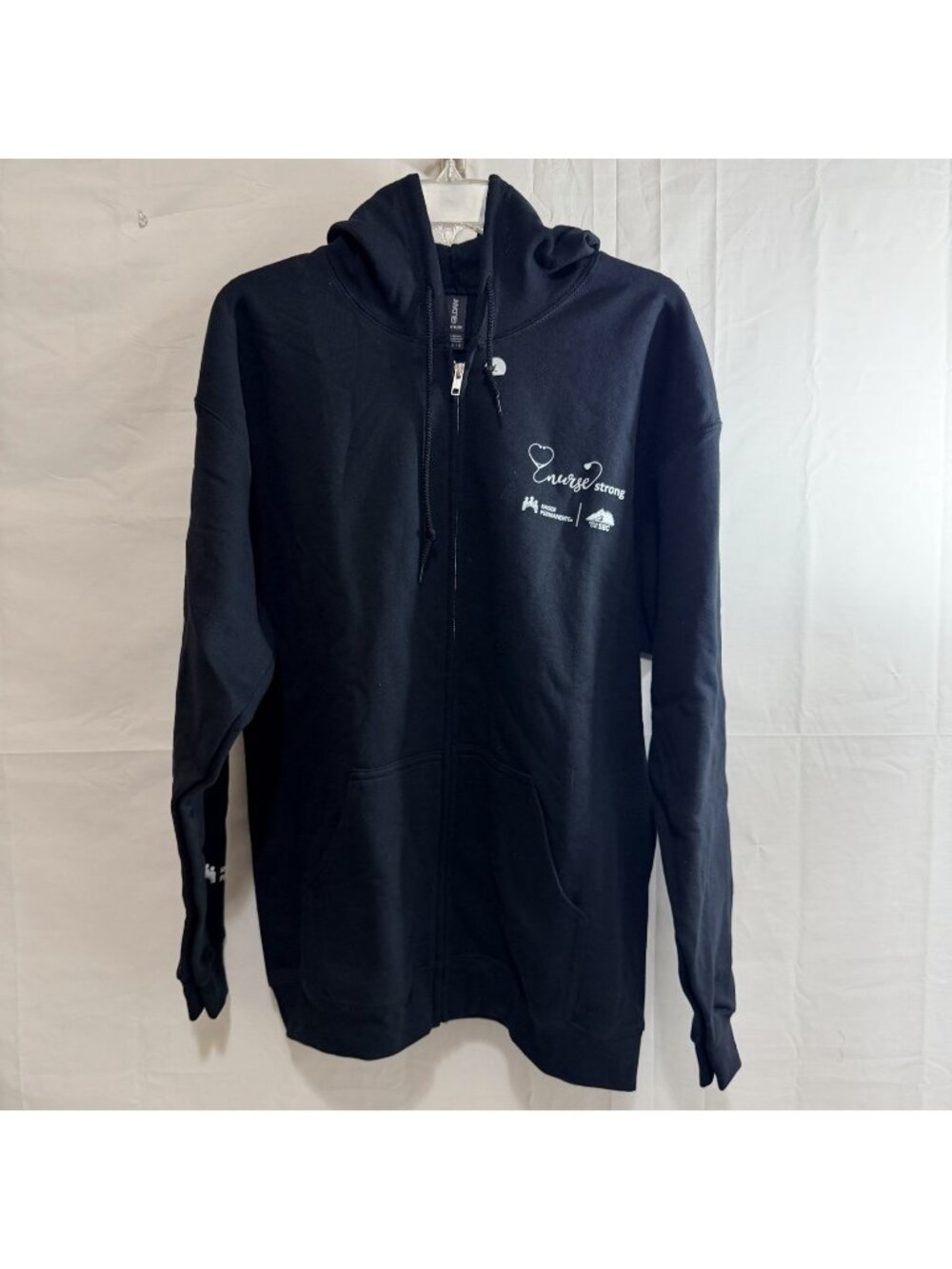 Gildan Unisex Nurse Strong Kaiser Permanente Full Zip Black Hoodie Jacket Large